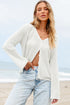 Ribbed Knit Bell Sleeve V-Neck Button Front Cardigan Sweater